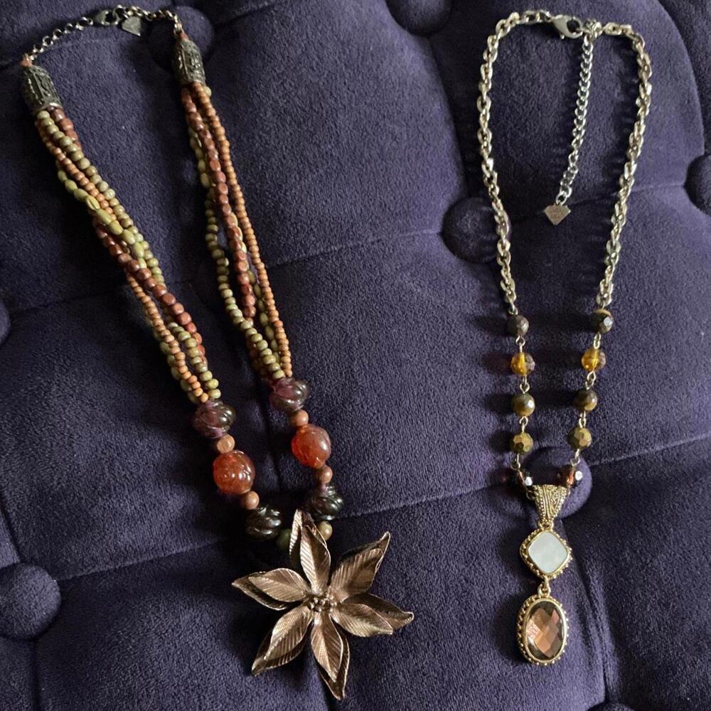 Two (2) Modern Vintage Cookie Lee Necklaces Copper